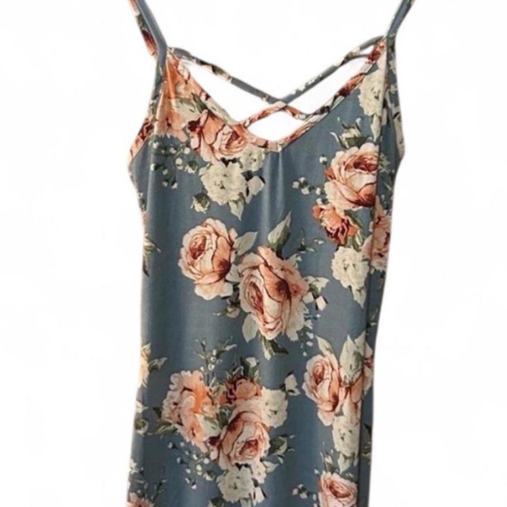 Blue Floral Midi Dress